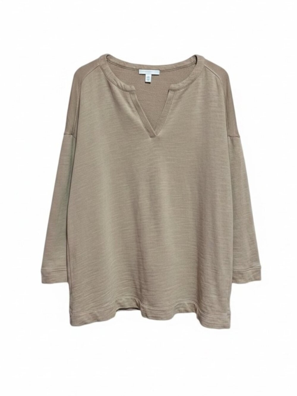 J. Jill Pure Jill Organic Cotton Sweater Beige Notch Neck Relaxed Women’s XL Pet